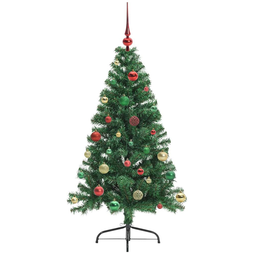 vidaXL Pre-Lit Multicolour Baubles Green Artificial Christmas Tree 5ft Image 4