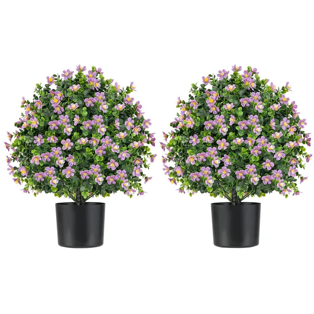 Costway Purple Artificial Boxwood Topiary Ball Tree 2 Pack Image 1
