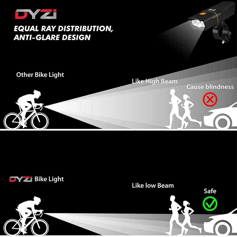 Dyzi Rechargeable Front and Rear Bike Light Set Image 6