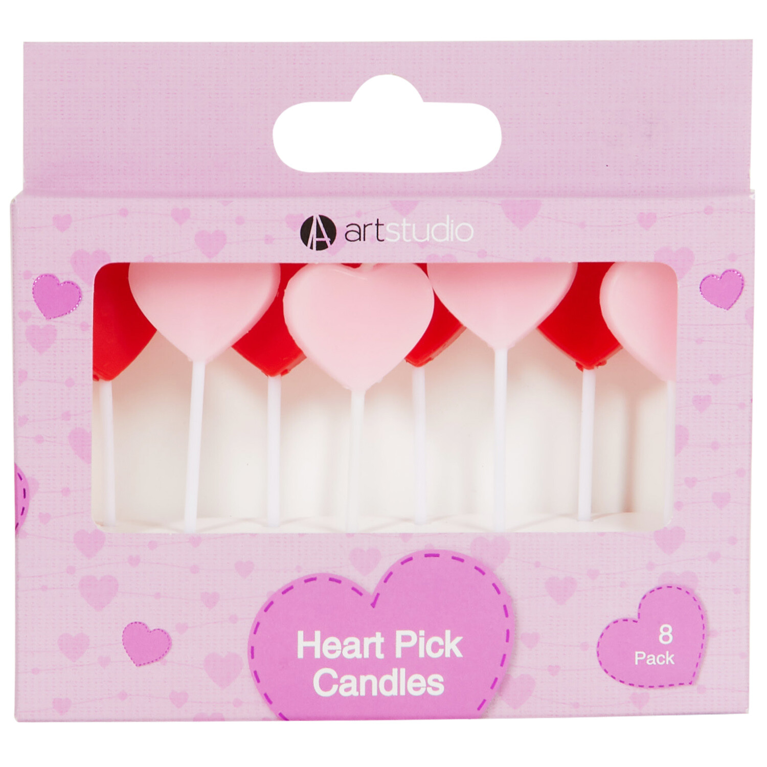 Pack of 8 Heart Pick Candles Image 1