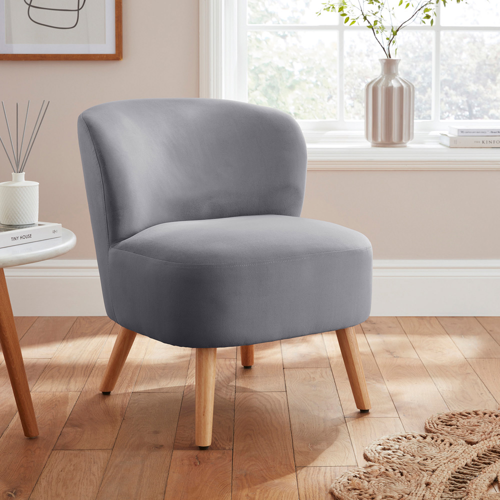 GFW Evie Grey Velvet Accent Chair Image 6