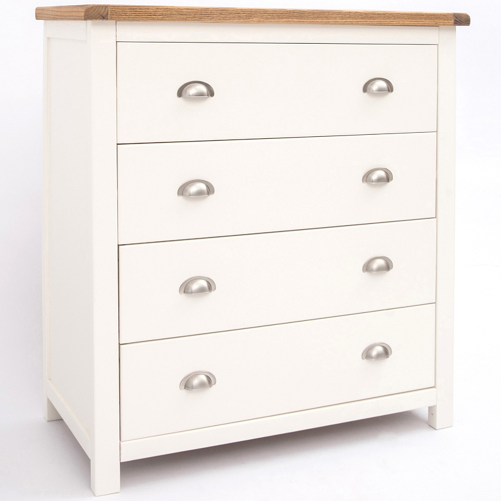 Lovere 4 Drawer Off White Chest of Drawers with Chrome Cup Handles Image 3