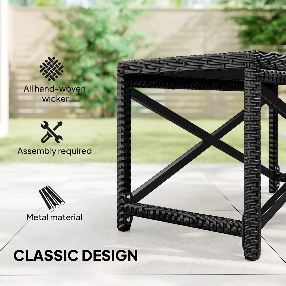 Outsunny Black PE Rattan Plastic Board Garden Coffee Table Image 8