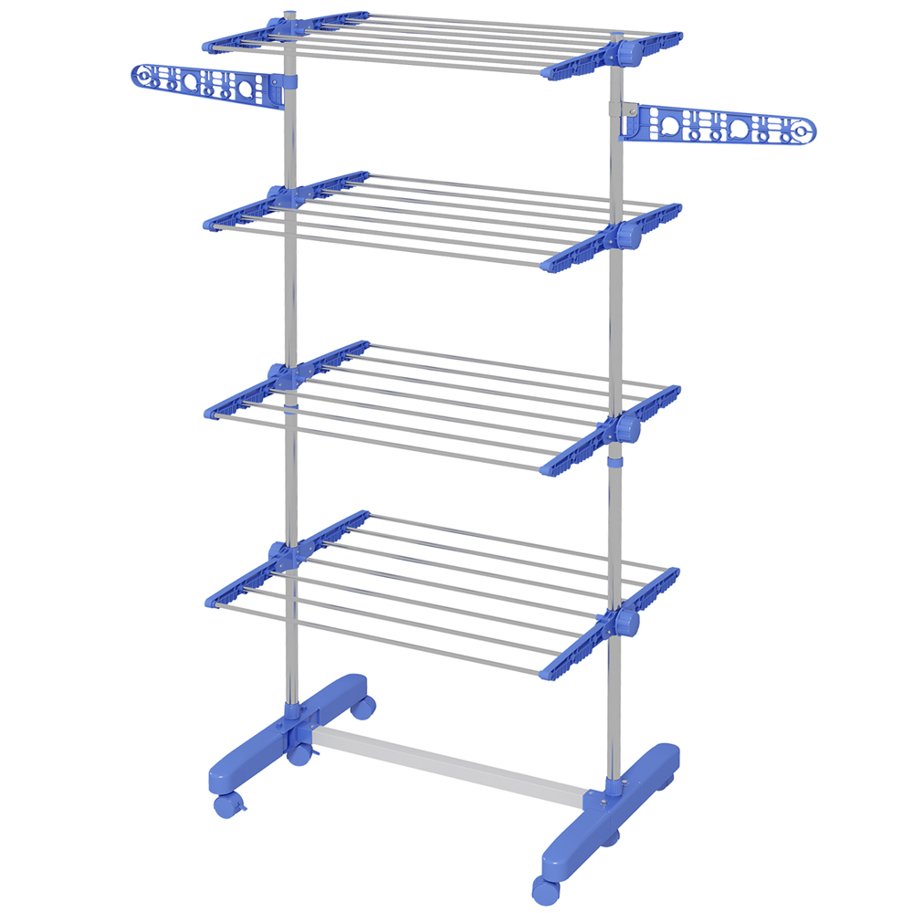 HOMCOM 4-Tier Blue Large Stainless Steel Clothes Drying Rack Image 1