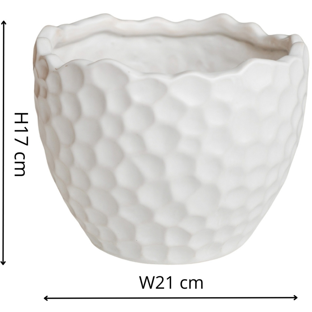 Ivyline Kew White Ceramic Botanical Textured Matt Satin Glaze Indoor Planter 21cm Image 5