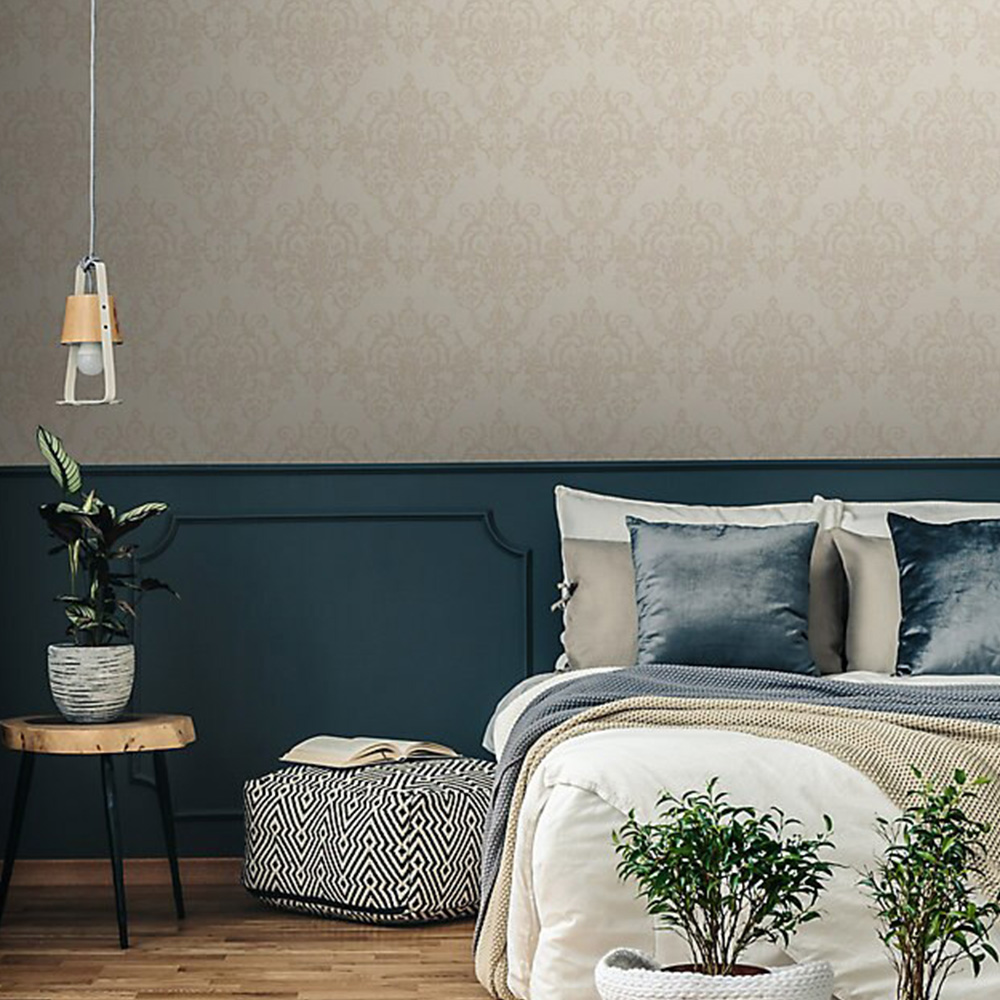 Superfresco Easy Victorian Damask Champagne Wallpaper Wilko