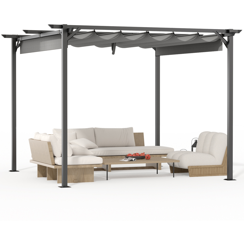 Rattrix 2.4 x 2.4m Grey Pergola with Retractable Canopy Image 2