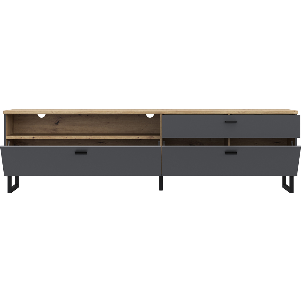 Florence Klara 2 Door Single Drawer Single Shelf Grey and Oak TV Unit Image 5