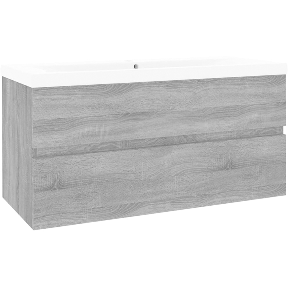 vidaXL Single Drawer Grey Sonoma Wall Mounted Sink Cabinet with Basin Image 3
