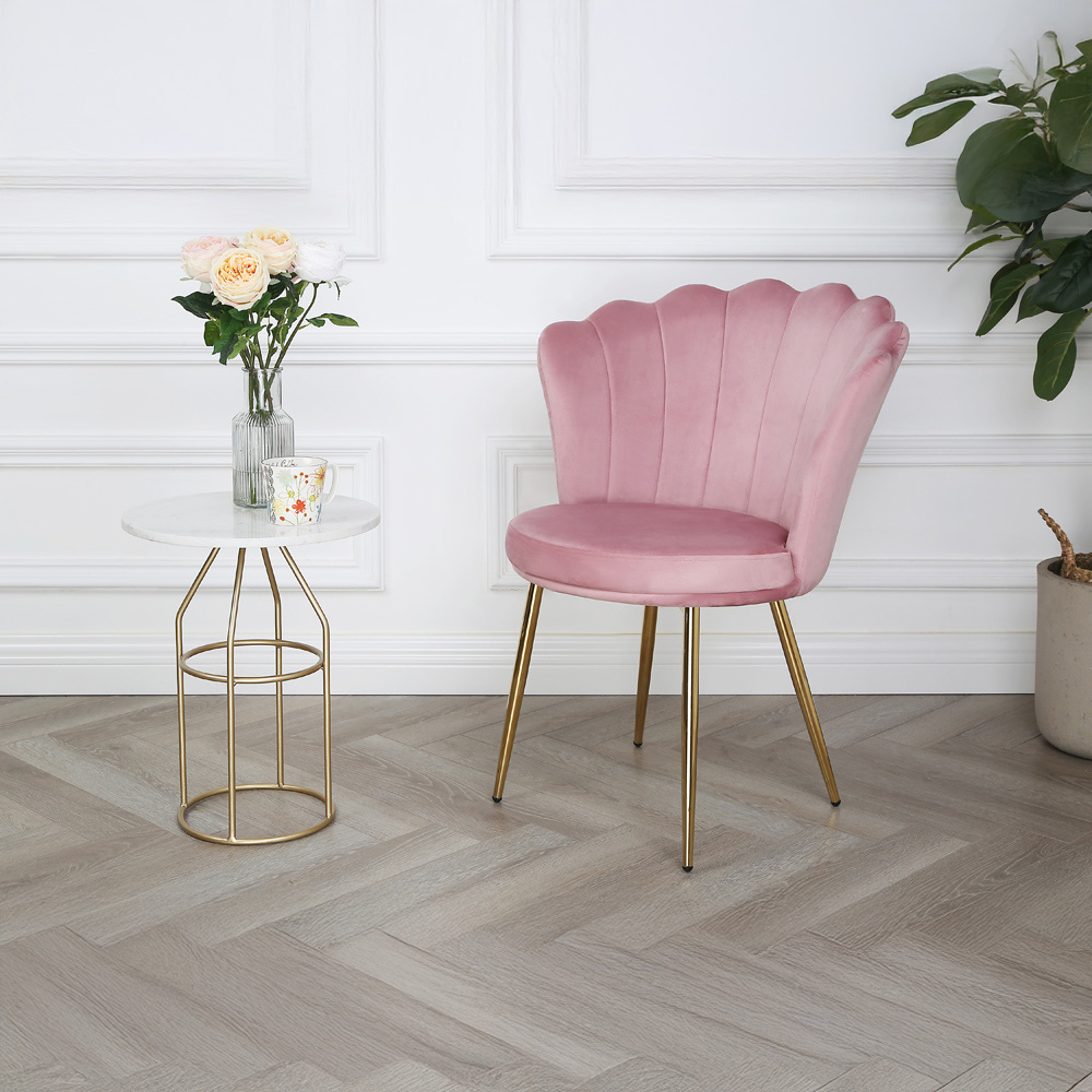 Mini Flora Set of 2 Pink Velvet Dining Chair Image 8