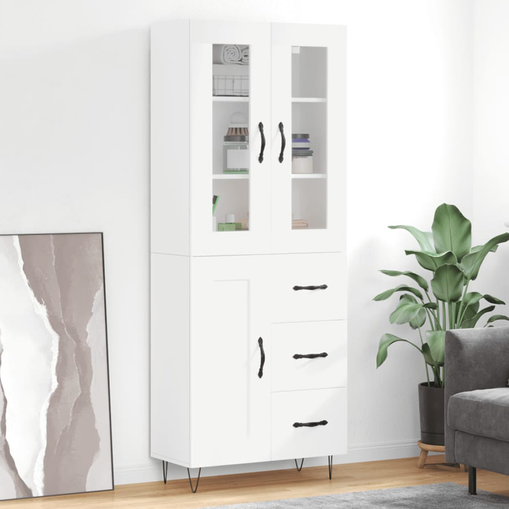 vidaXL 3 Door 3 Drawer 3 Shelf White Highboard Image 1