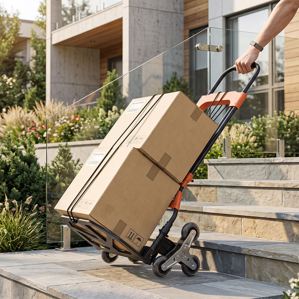 HOMCOM Black and Orange Heavy-Duty Foldable Trolley on Wheels Image 2