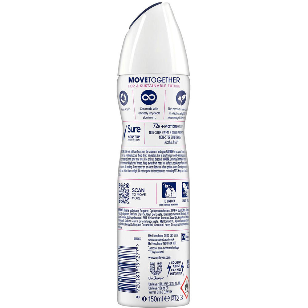 Sure Women Invisible Pure 72H Nonstop Protection Anti-Perspirant Deodorant 150ml 12 Pack Image 3