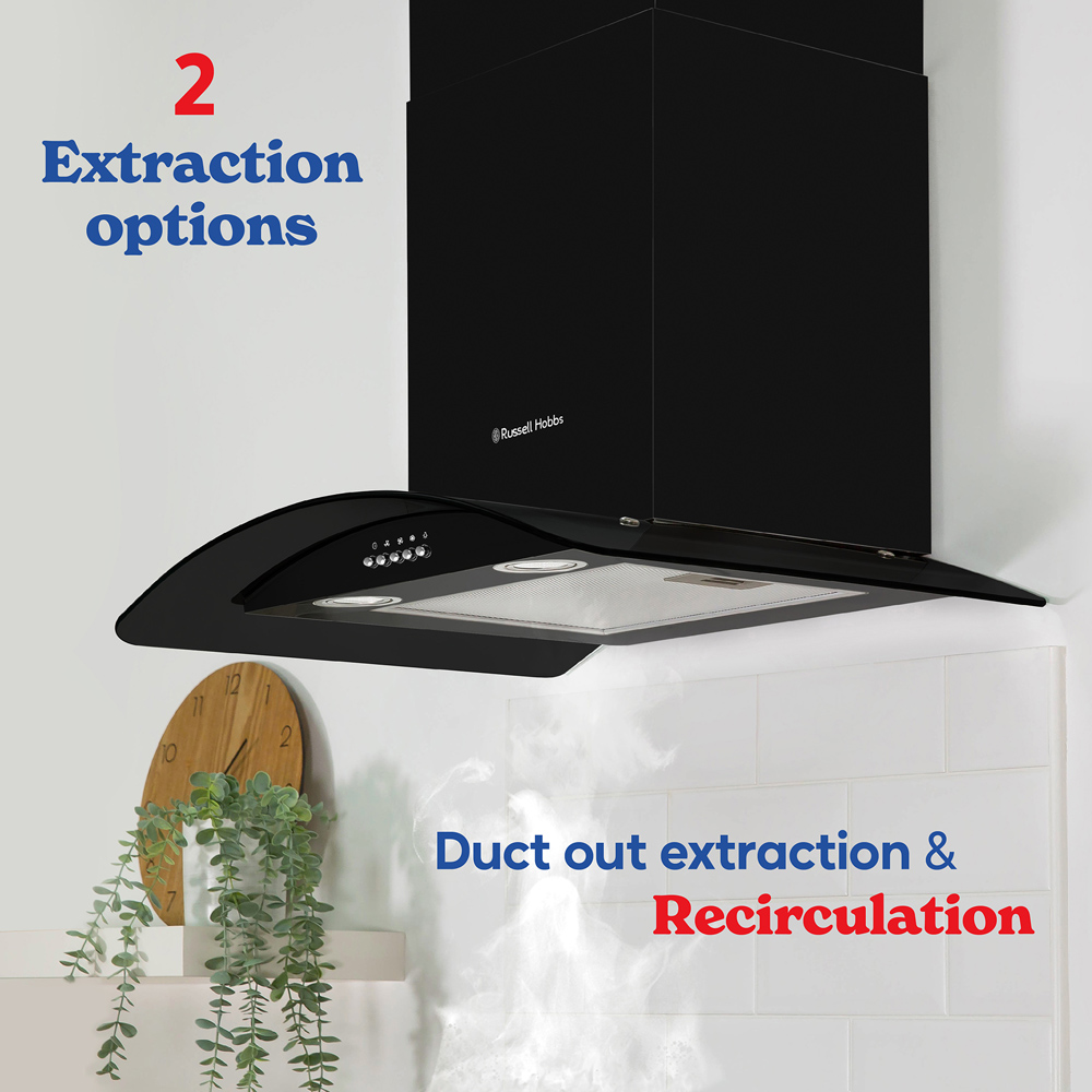 Russell Hobbs RHGCH901B-M Black 90cm Wide Chimney Cooker Hood Image 6
