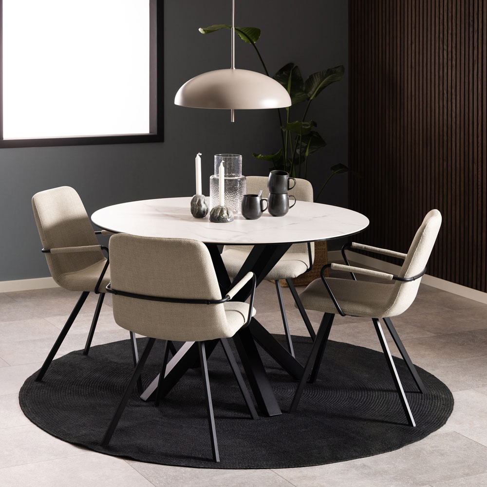 Florence Heaven Ceramic 4 Seater Round Dining Table White Image 8