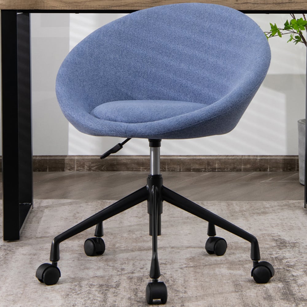 Costway Blue Modern Height Adjustable Swivel Accent Chair Image 1