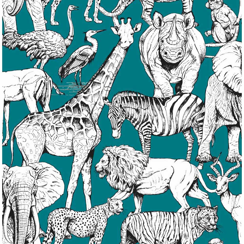 Superfresco Easy Jungle Animals Green Wallpaper Image 1