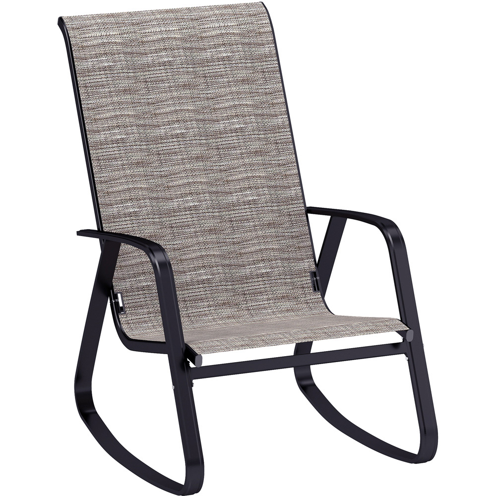 Outsunny Light Brown High Back Garden Rocking Chair Image 2