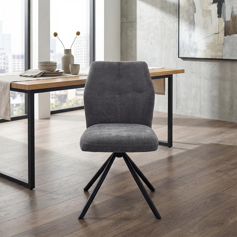 wilko Marlow Charcoal Ribbed Swivel Dining Chair Image 7