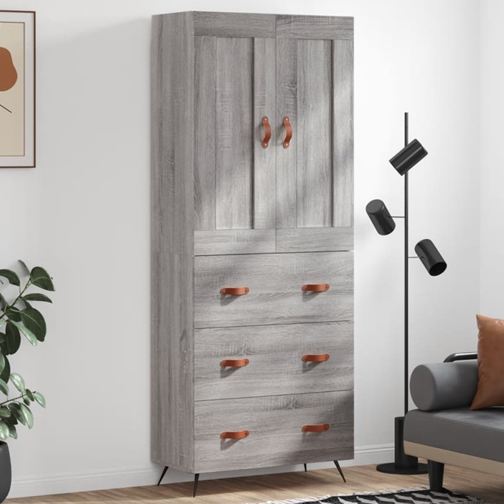 vidaXL 2 Door 3 Drawer Grey Sonoma Highboard Image 1