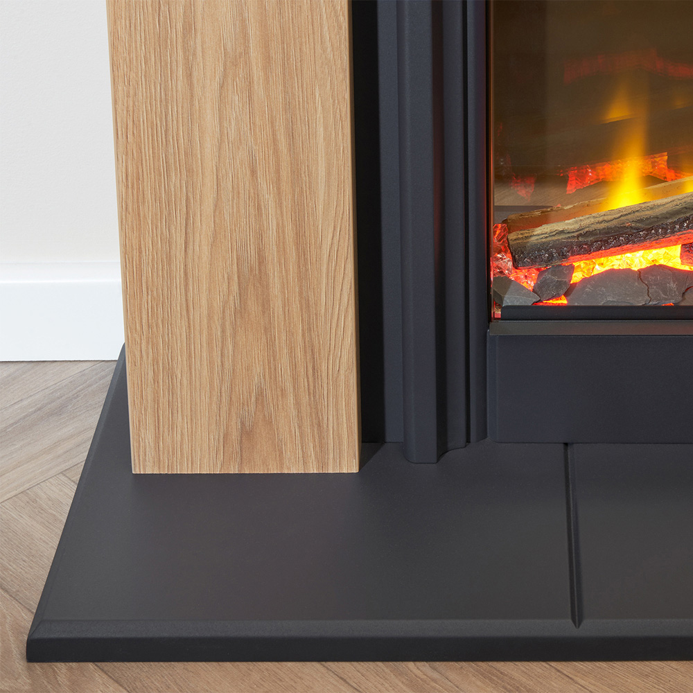 Adam Burlington Oak and Charcoal Grey Electric Fireplace Suite 44 inch Image 4