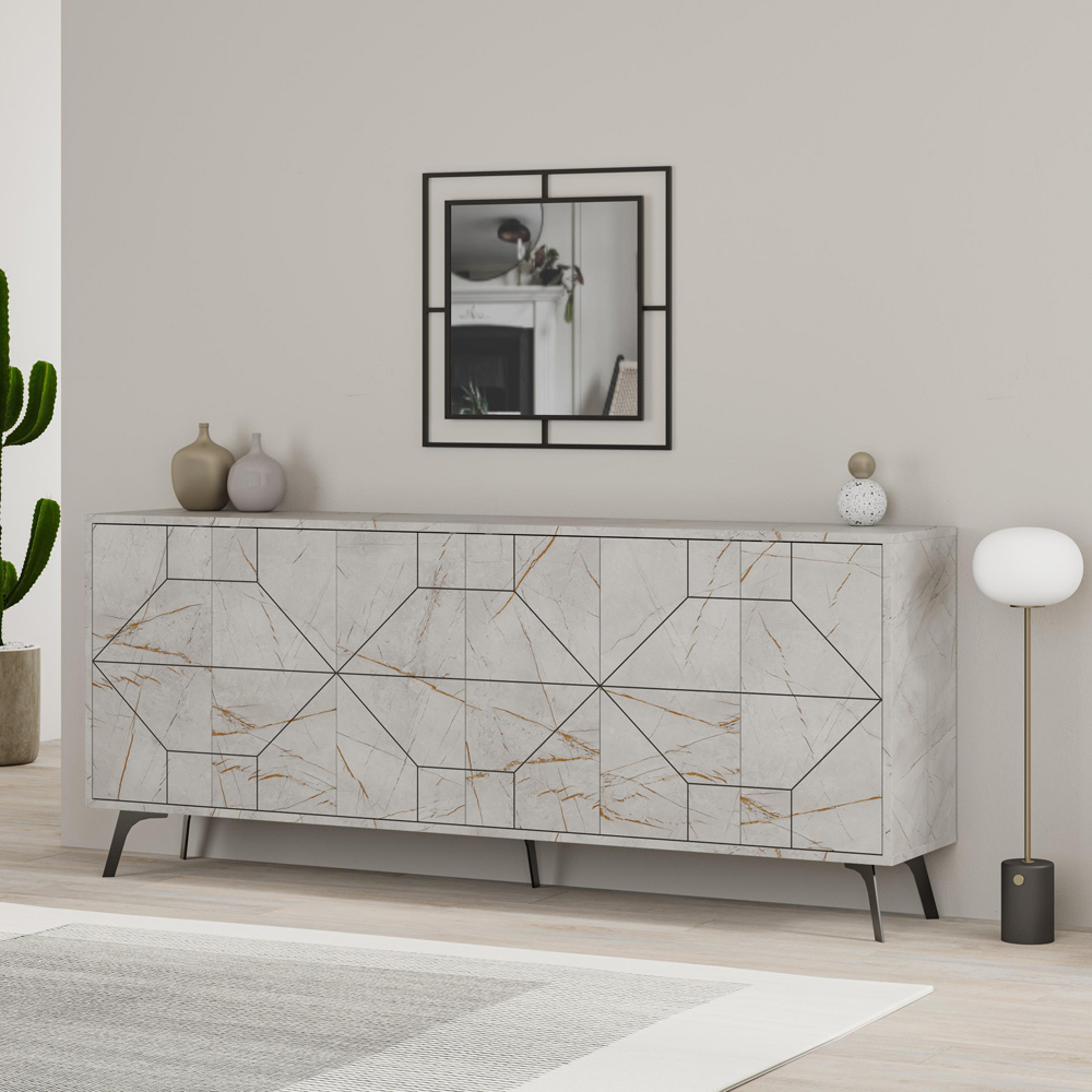 Decortie Dune 4 Door Gold Marble Effect Sideboard Image 6