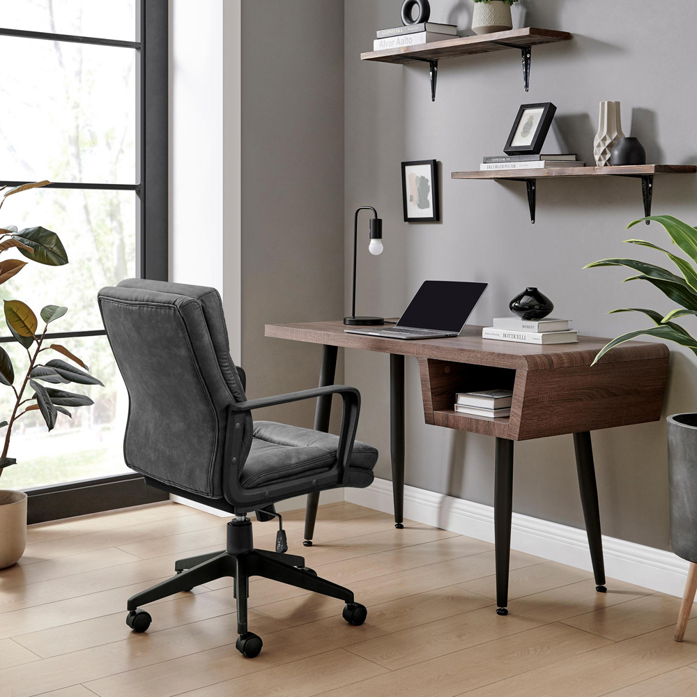 Furniturebox Racicot Black Faux Leather Office Chair Image 7