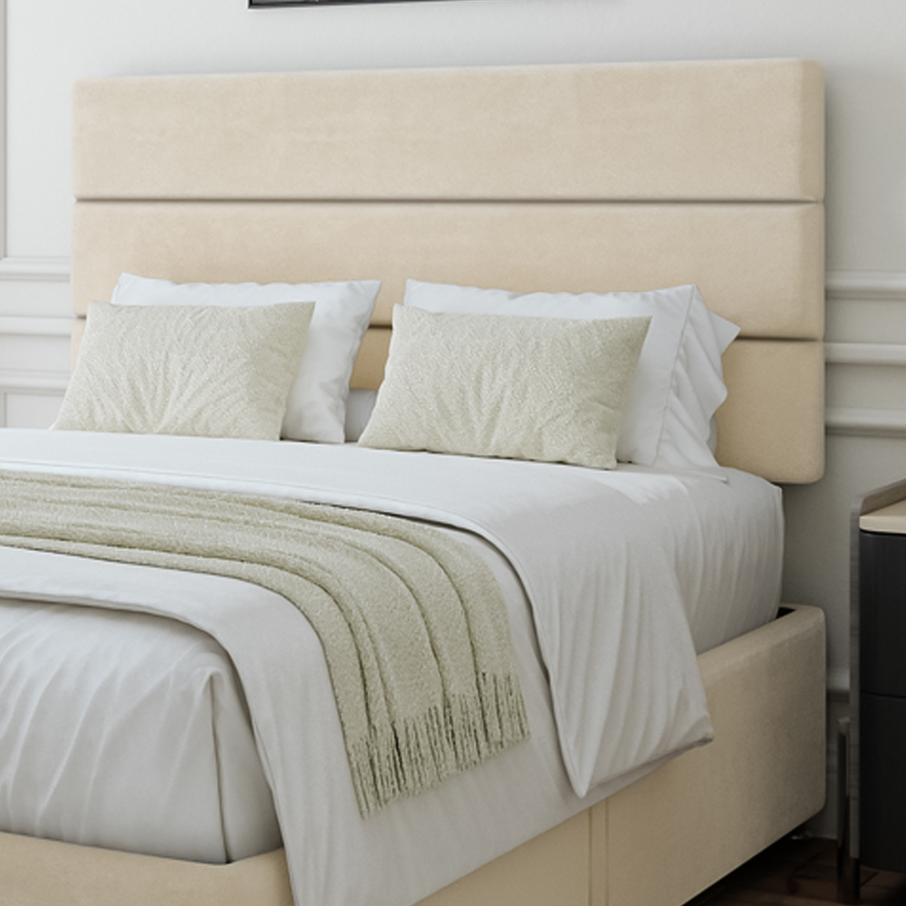 Bedmaster King Size Cream Naples Velvet 2 Drawer Divan Base with Milan Headboard Image 2