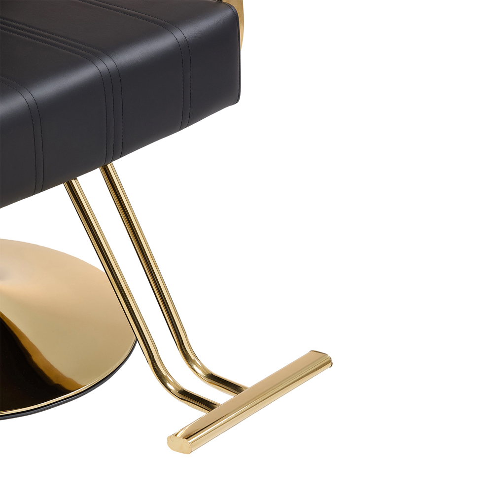 Living and Home Black and Gold Reclining Barber Chair with Hydraulic Lift Image 5
