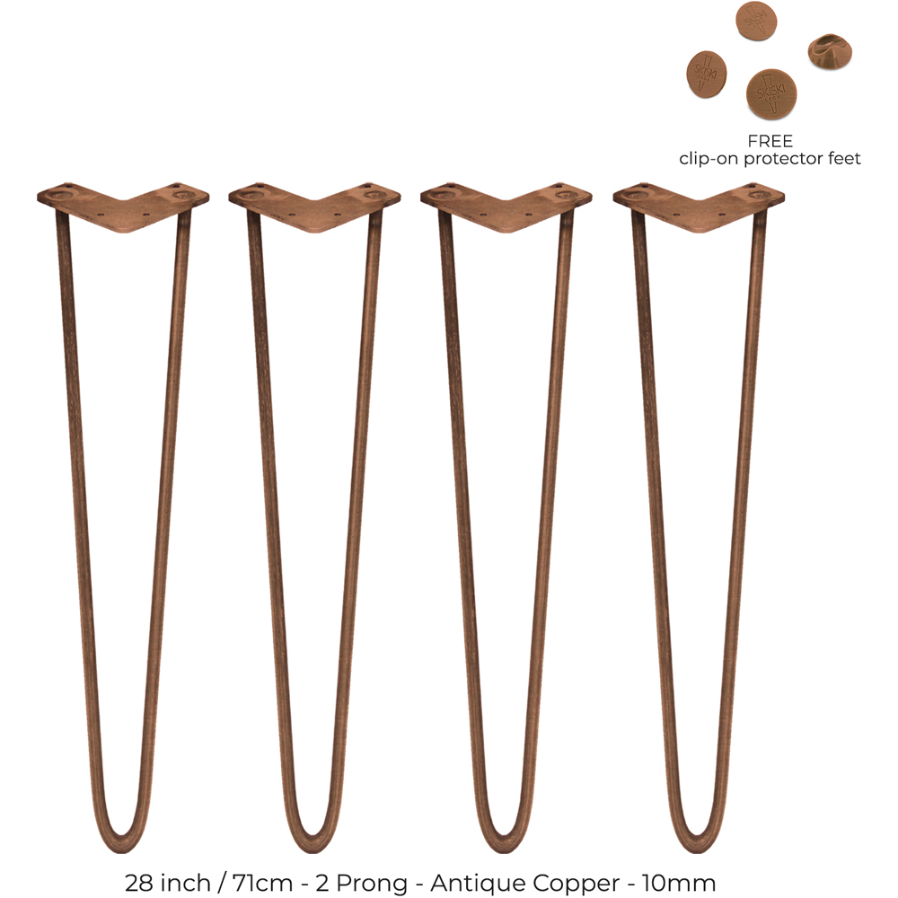 MonsterShop 2 Prong Antique Copper Hairpin Leg 711mm 4 Pack Image 5
