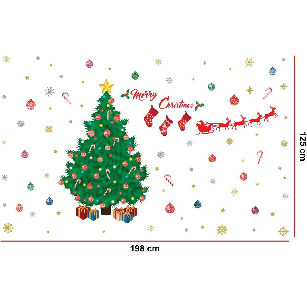 Walplus Merry Christmas Greeting with Christmas Tree Self Adhesive Wall Sticker Image 3