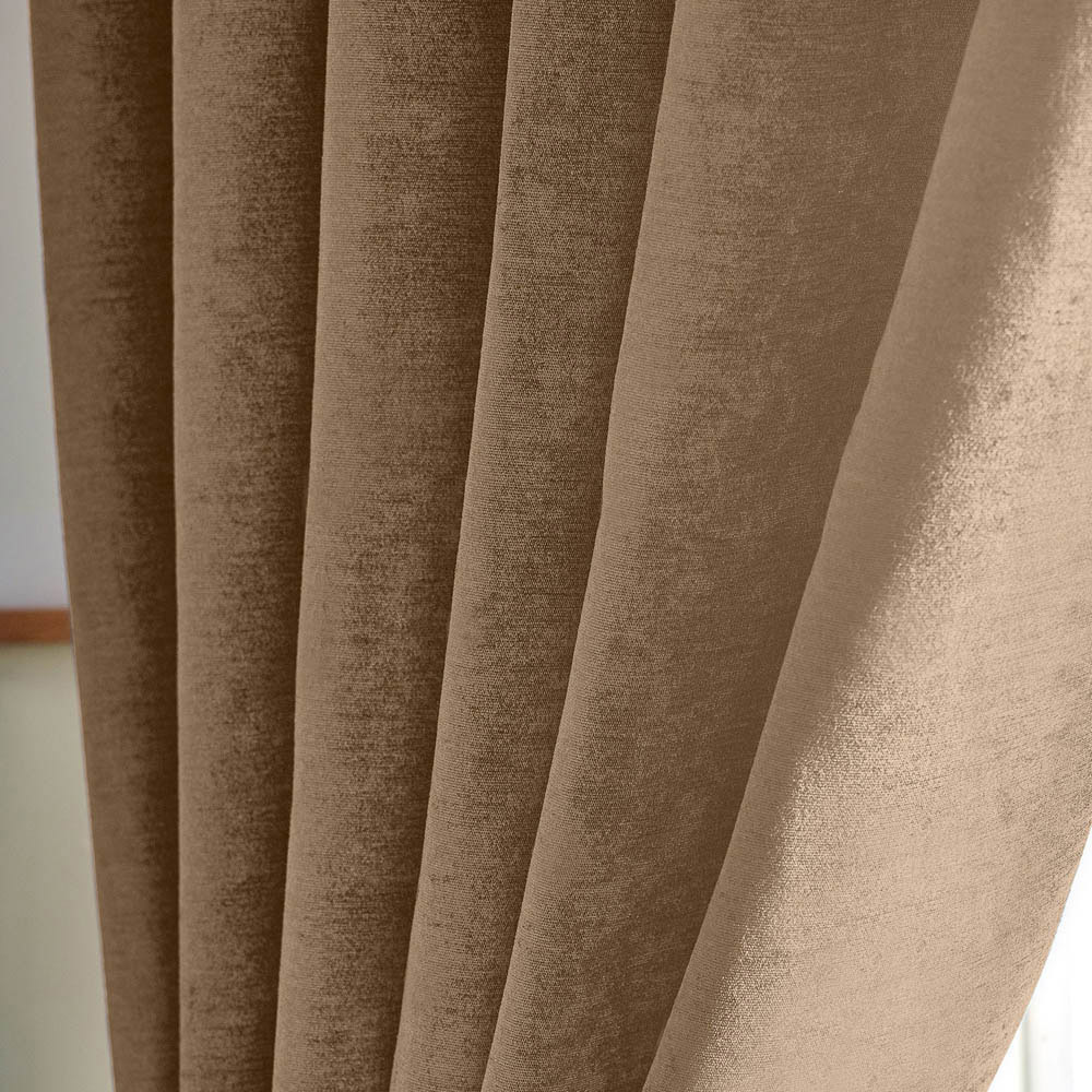 Alan Symonds Beige Chenille Blackout Pencil Pleat Curtains 168cm x 137cm Image 3