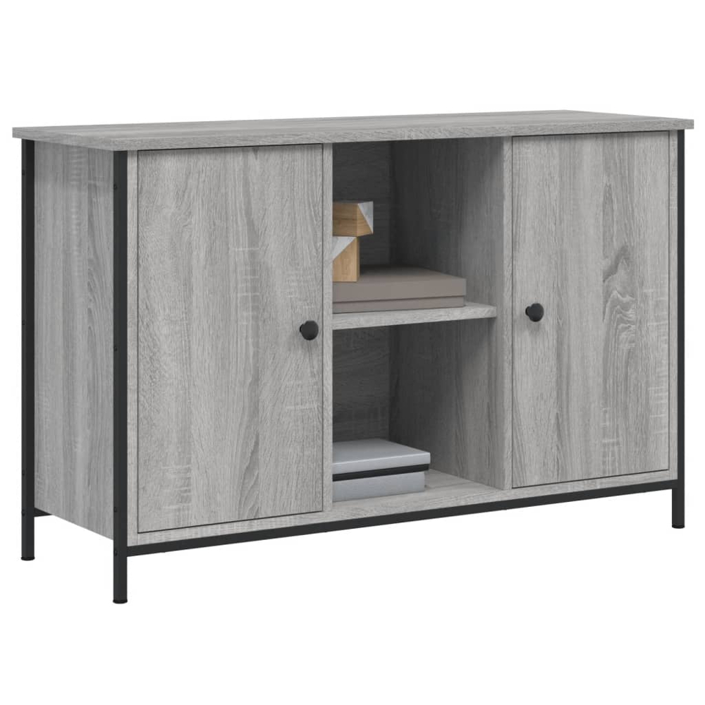 vidaXL 2 Door 2 Shelf Grey Sonoma TV Cabinet Image 3