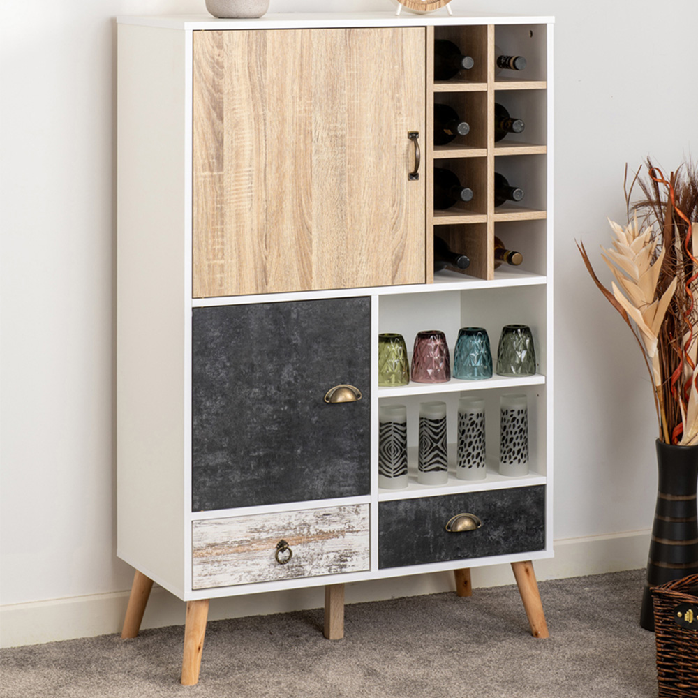 Seconique Nordic 2 Door 2 Drawer 2 Shelf Wine Cabinet Image 1