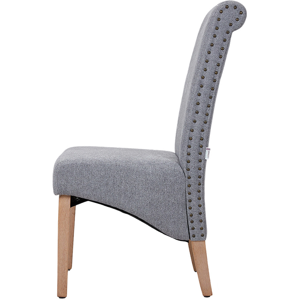 Living and Home Set of 2 Grey Linen Upholstered Dining Chairs Image 4