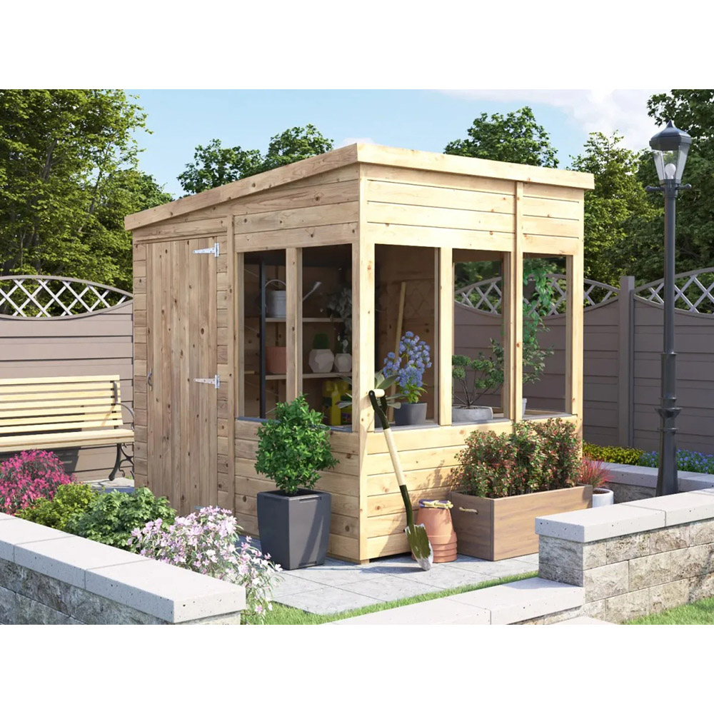 Dunster House Overlord 8 x 6ft Modular Brown Superfelt Pent Potting Shed Image 3