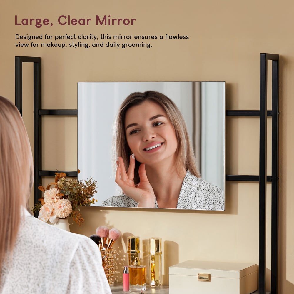 Vida Designs Brooklyn Single Drawer Grey Industrial Vanity Dressing Table with Mirror Image 6