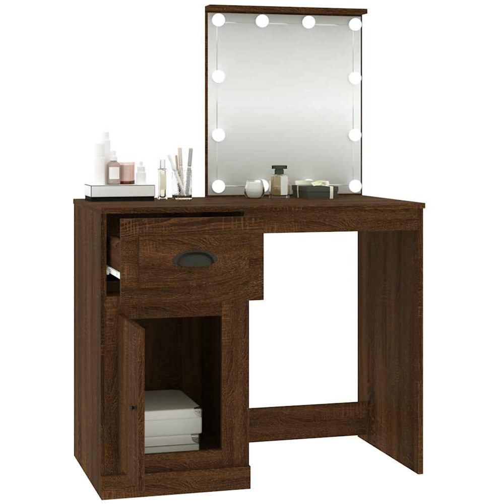 vidaXL Single Door Single Drawer Brown Oak Wooden Dressing Table Image 5