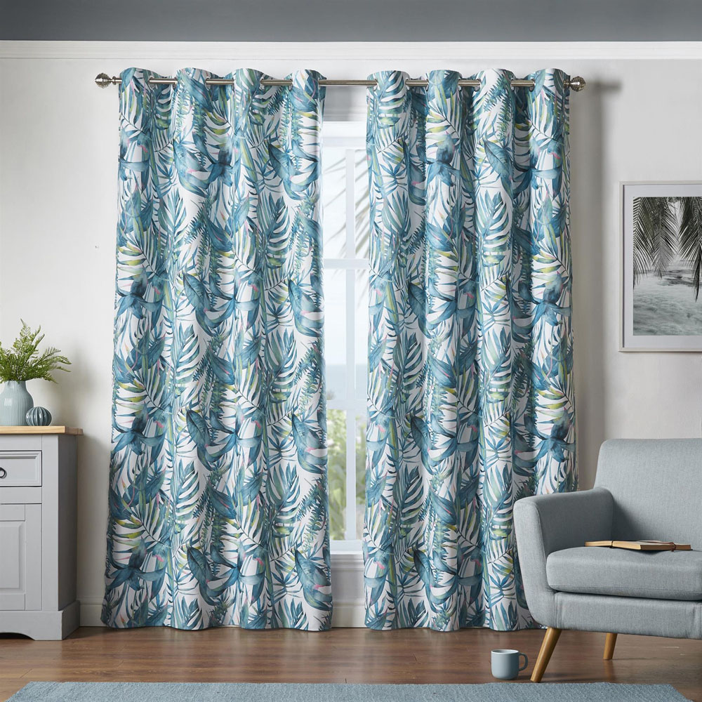 Alan Symonds Mal Green Satin Blackout Ring Top Eyelet Curtains 168 x 137cm Image 2