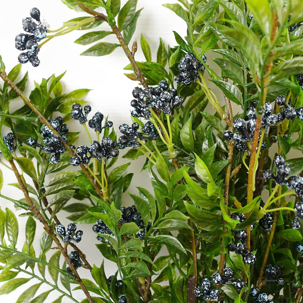 Leaf Nandina Foliage Blue Berry Artificial Spray 2ft 6 Pack Image 4