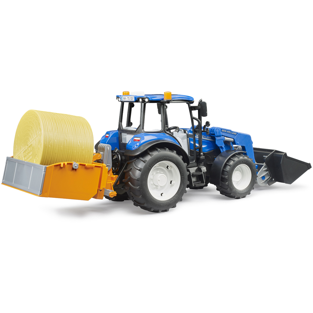 Bruder New Holland T5.120 Loader Tractor with Loading Box and Forks Image 5