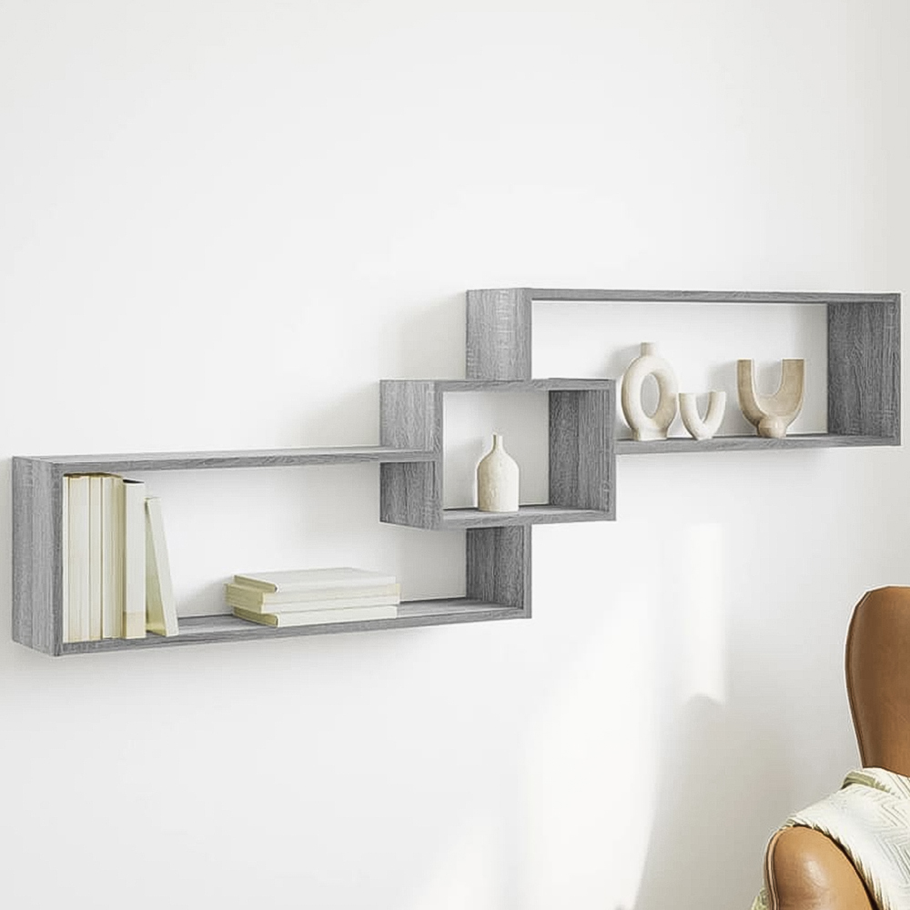 vidaXL 3 Shelf Grey Sonoma Wall Cabinet Image