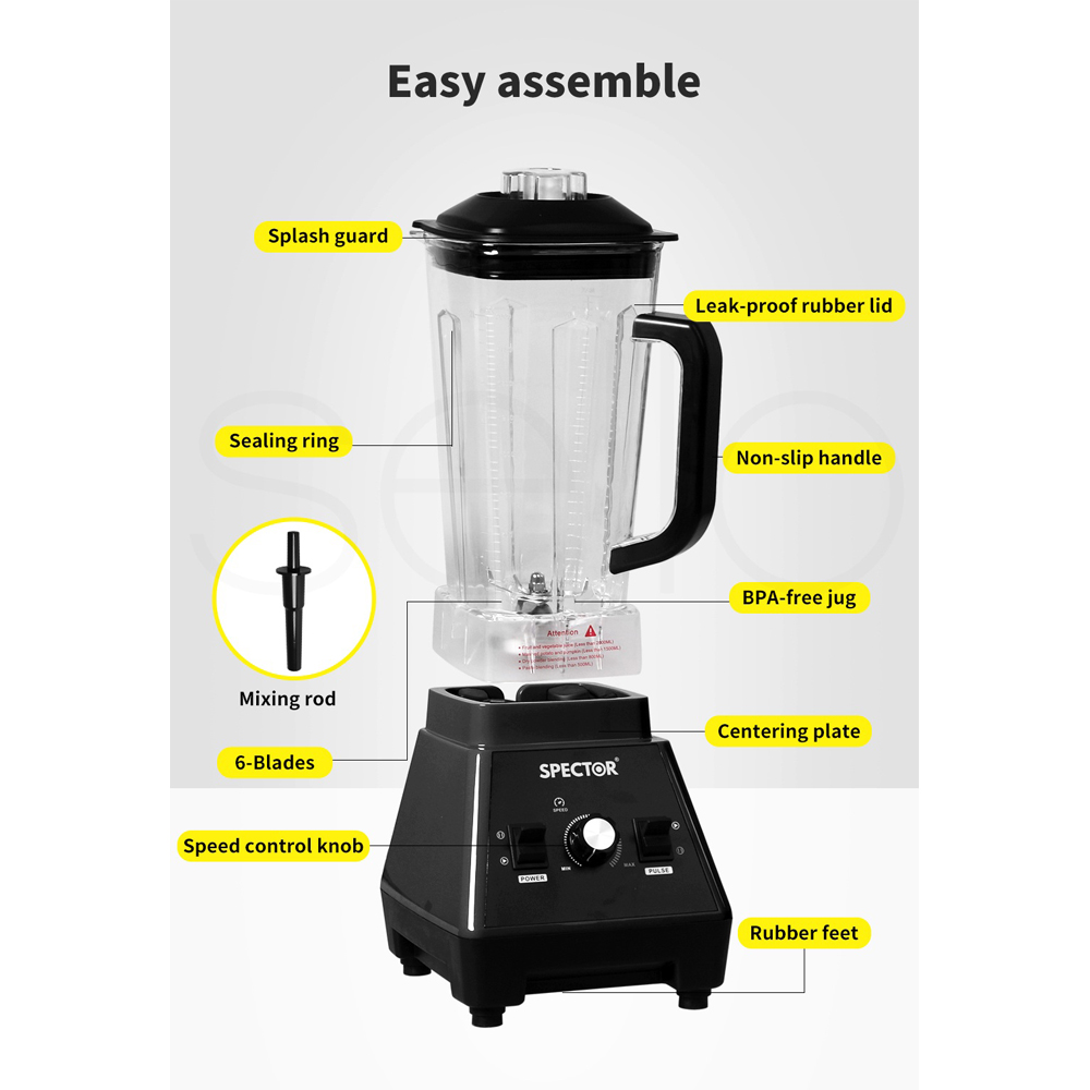 Spector AP0034-BK Commercial Blender Mixer Food Processor 2L Image 6