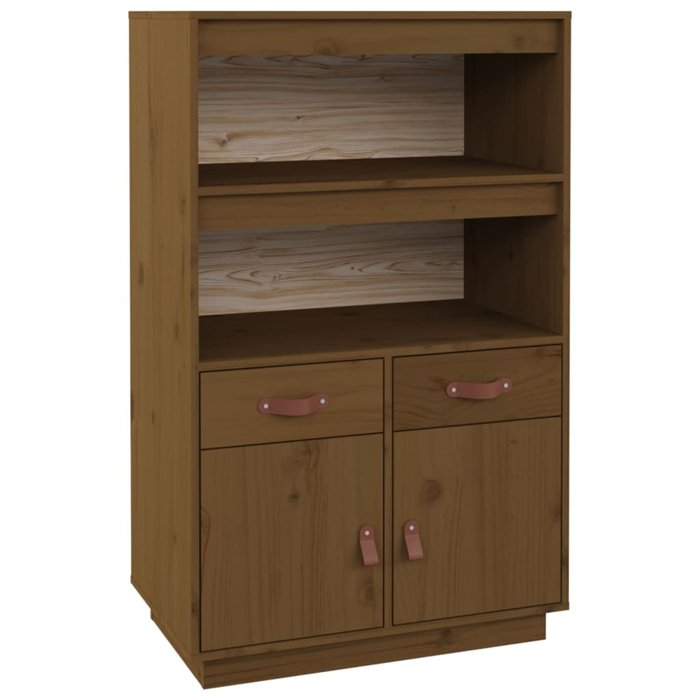 vidaXL 2 Door 2 Drawer 2 Shelf Honey Brown Highboard Image 2