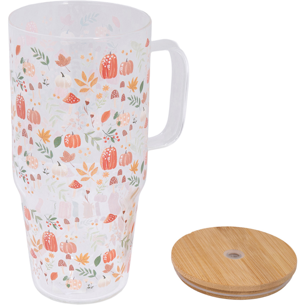 Autumn Travel Glass Mug with Straw Image 4
