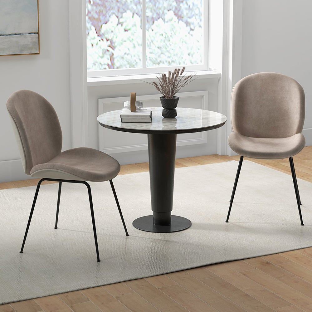 Costway Set of 2 Coffee Velvet Dining Chairs Image 1