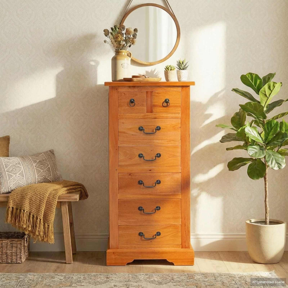 vidaXL 7 Drawer Brown Tall Chest of Drawers Image 9