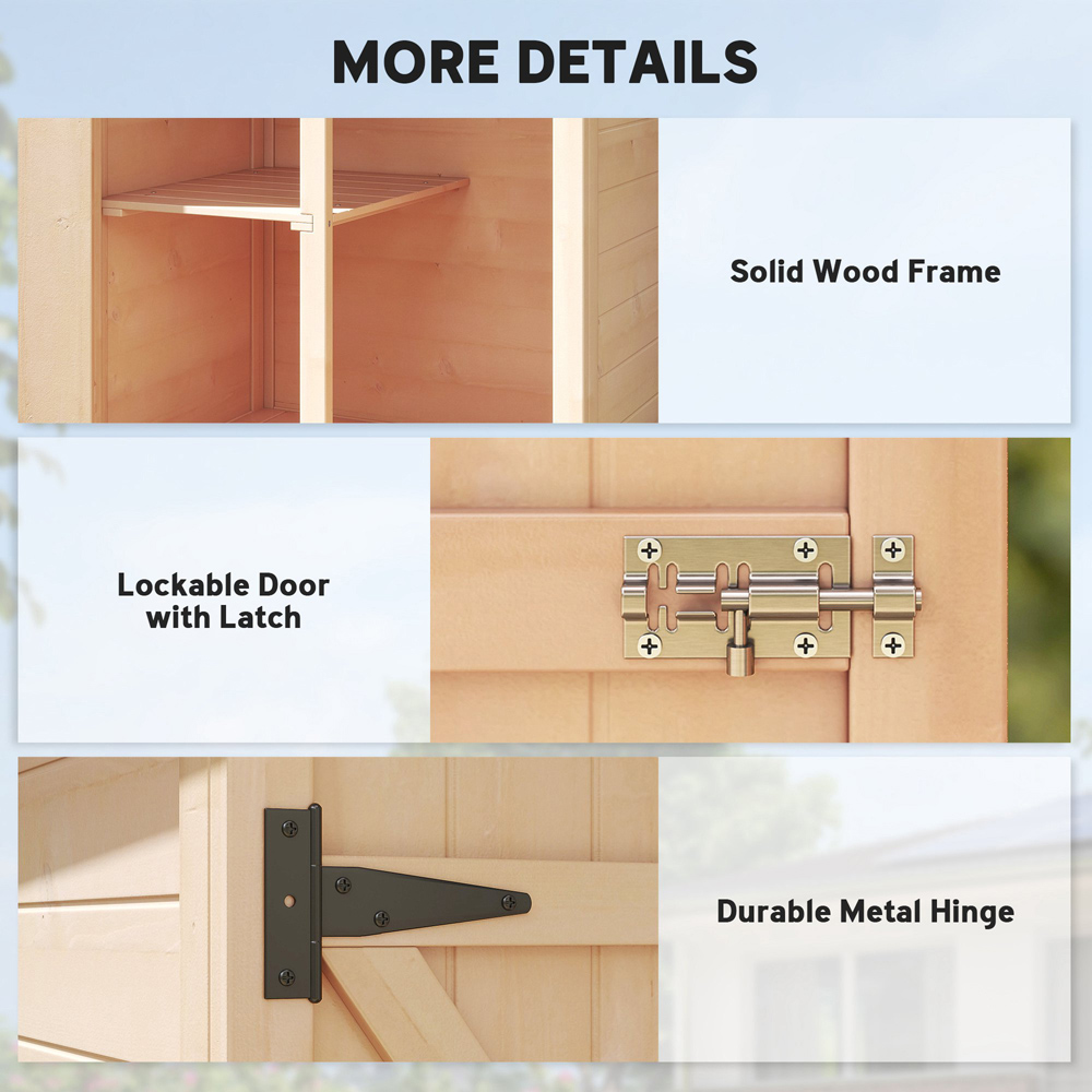 Outsunny 2.5 x 1.8ft Wooden Garden Shed Image 7