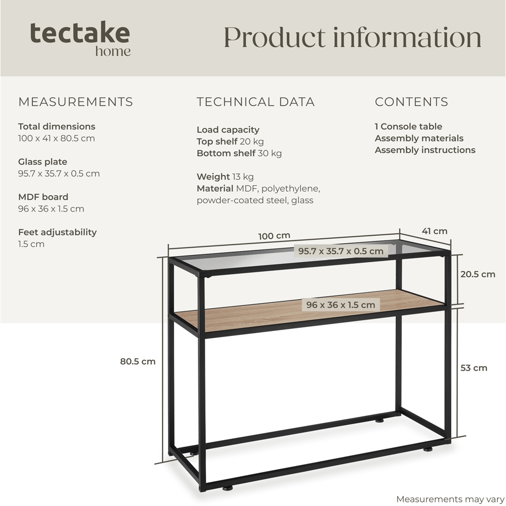 tectake Kilkenny 2 Shelf Light Sonoma Oak Console Table Image 8