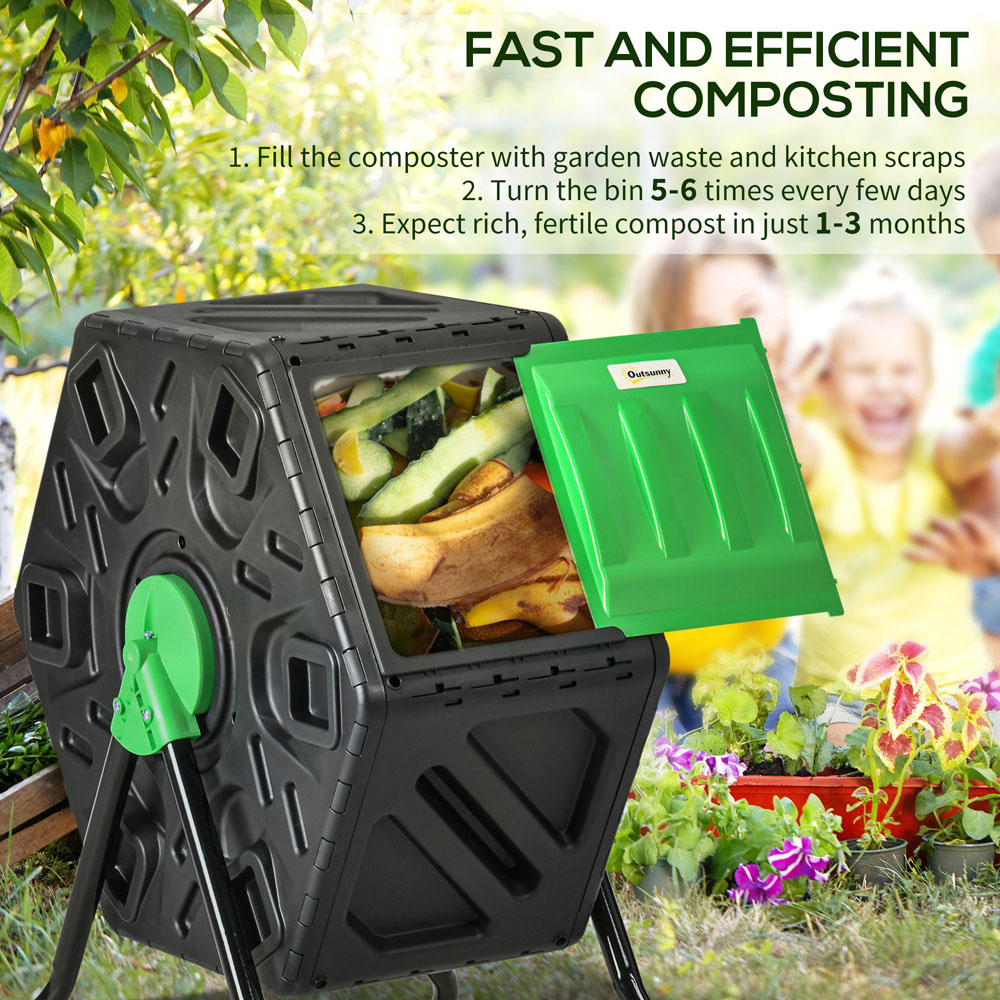 Outsunny 65L Black Steel Garden Compost Bin Image 4